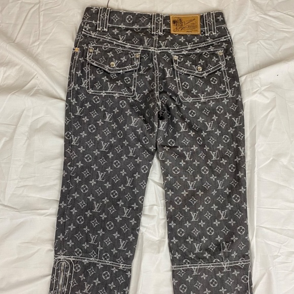 Black Louis Vuitton Denim Monogram Capri Pants - Picture 3 of 4